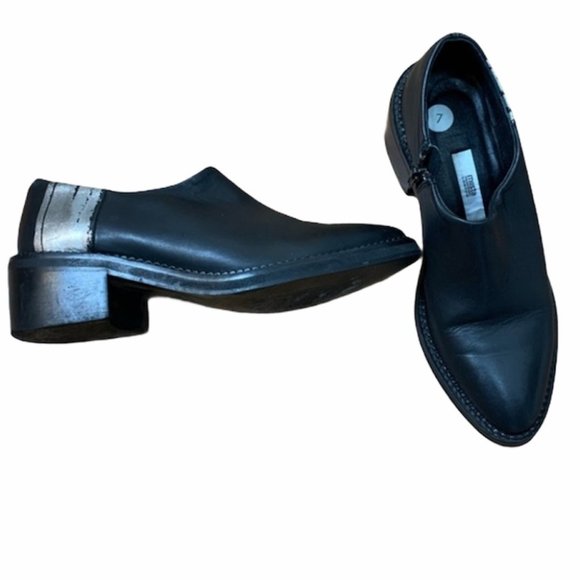 Miista Black Leather Block Heel Pointed Shoes - Picture 1 of 11